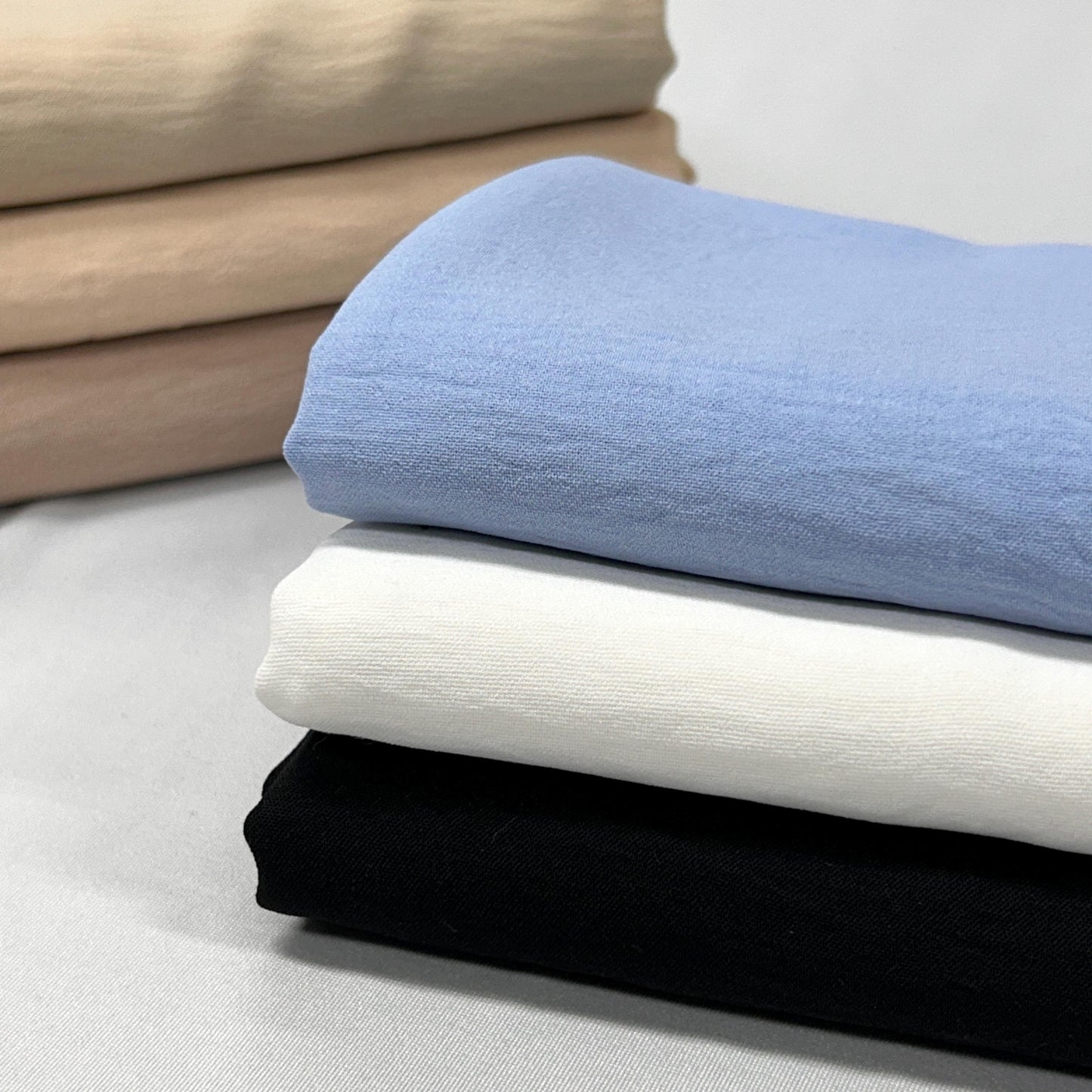 Thin Woven fabric.Milano. crush matt finish. thin stretch fabric. very smooth fit and comfy feel.