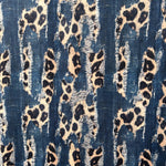 Printed denim texture fabric. Animal denim mix. 60" width. Fabric By The Yard.