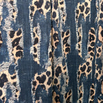 Printed denim texture fabric. Animal denim mix. 60" width. Fabric By The Yard.