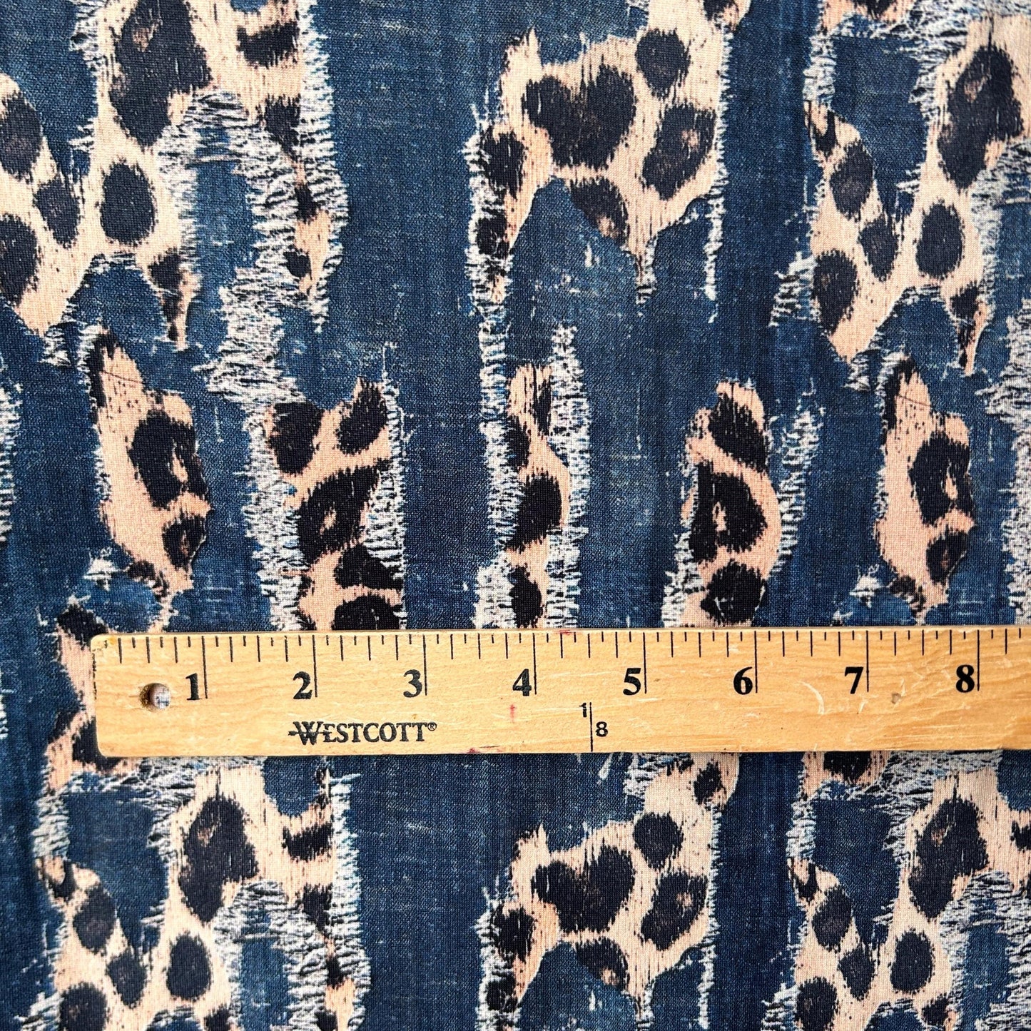 Printed denim texture fabric. Animal denim mix. 60" width. Fabric By The Yard.