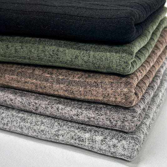 Soft Brush Rib Knit Fabric for Clothing - 8x4 Texture - Perfect for Sweaters and Cardigans / 8x4 T.R Brib