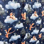 dragon fabric. Night Fantasy baby dragon Apparel Fabric - Colorful - Whimsical Fun Cute Happy Cheerful Griffin Clothing Fabric by the Yard