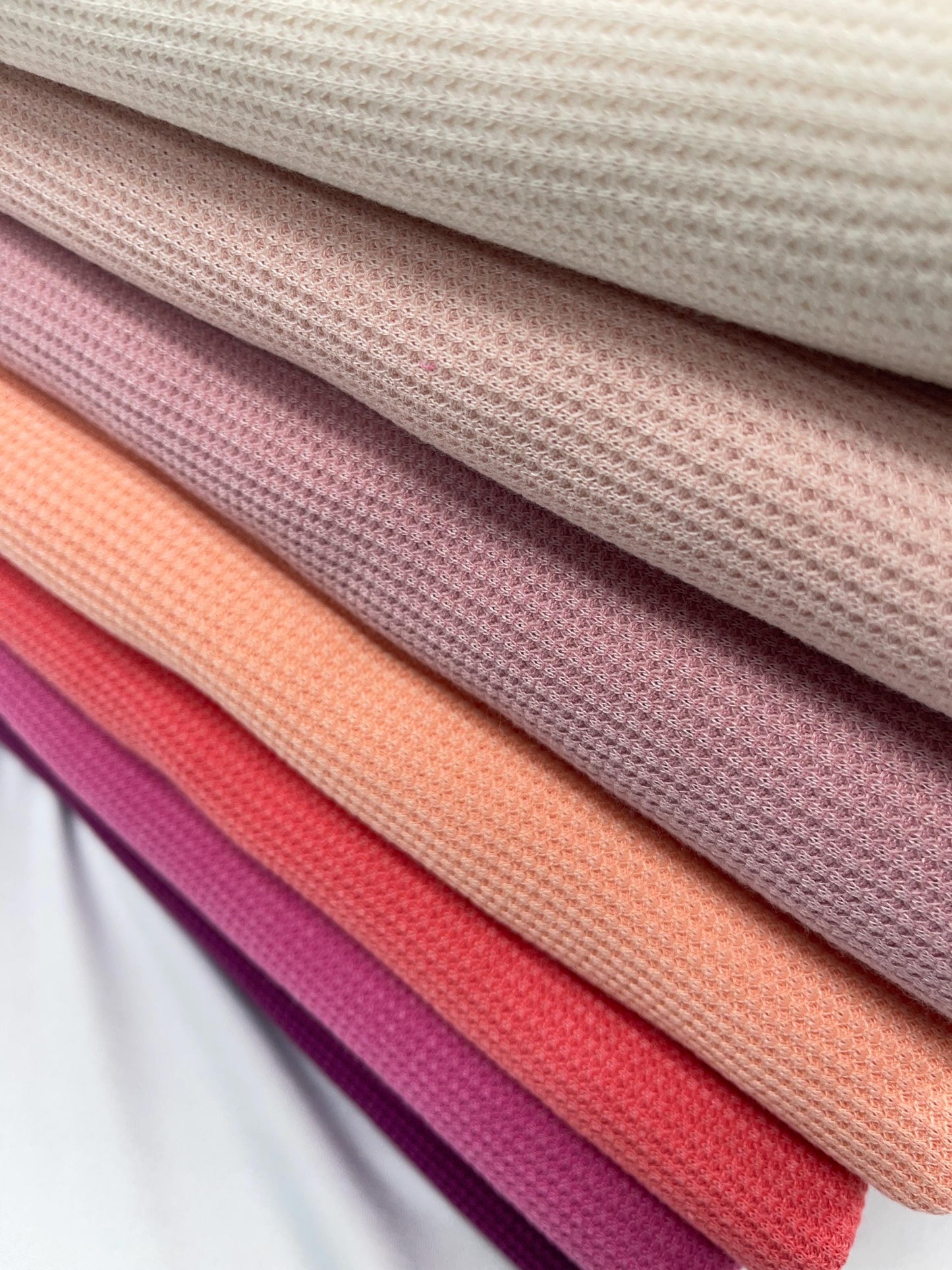 Waffle Knit fabric. Thermo-pd fabric. Soft  Brushed Stripe Elastane Viscose Polyester. sweatshirts, tops , children's wear. red fabric