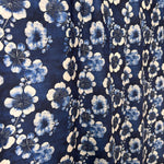 Nishigori fabric. indigo dyeing, shibori-dyed blue Tung flower pattern. fabric by yard.