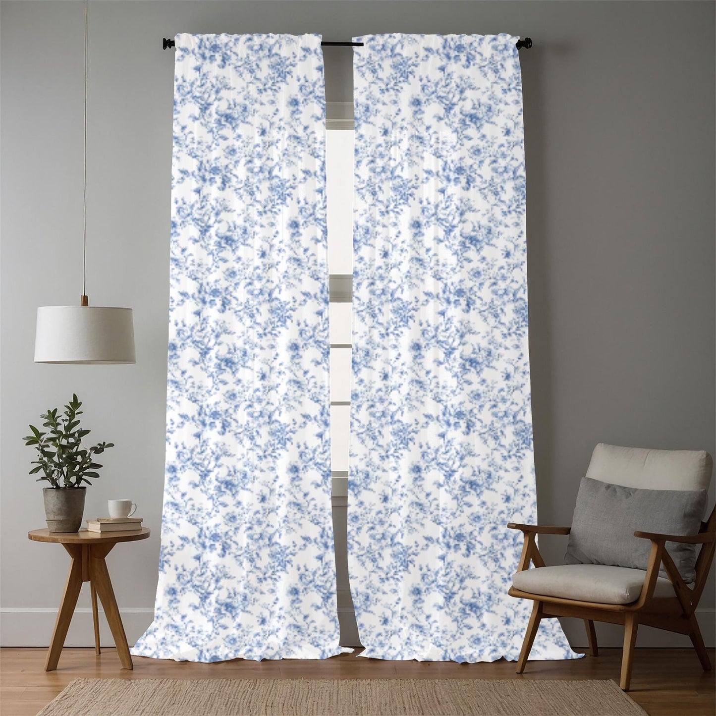 Blue toile Fabric fabric by the yard. 60”with french style toile fabric for homedeco, tablecloth, curtain.