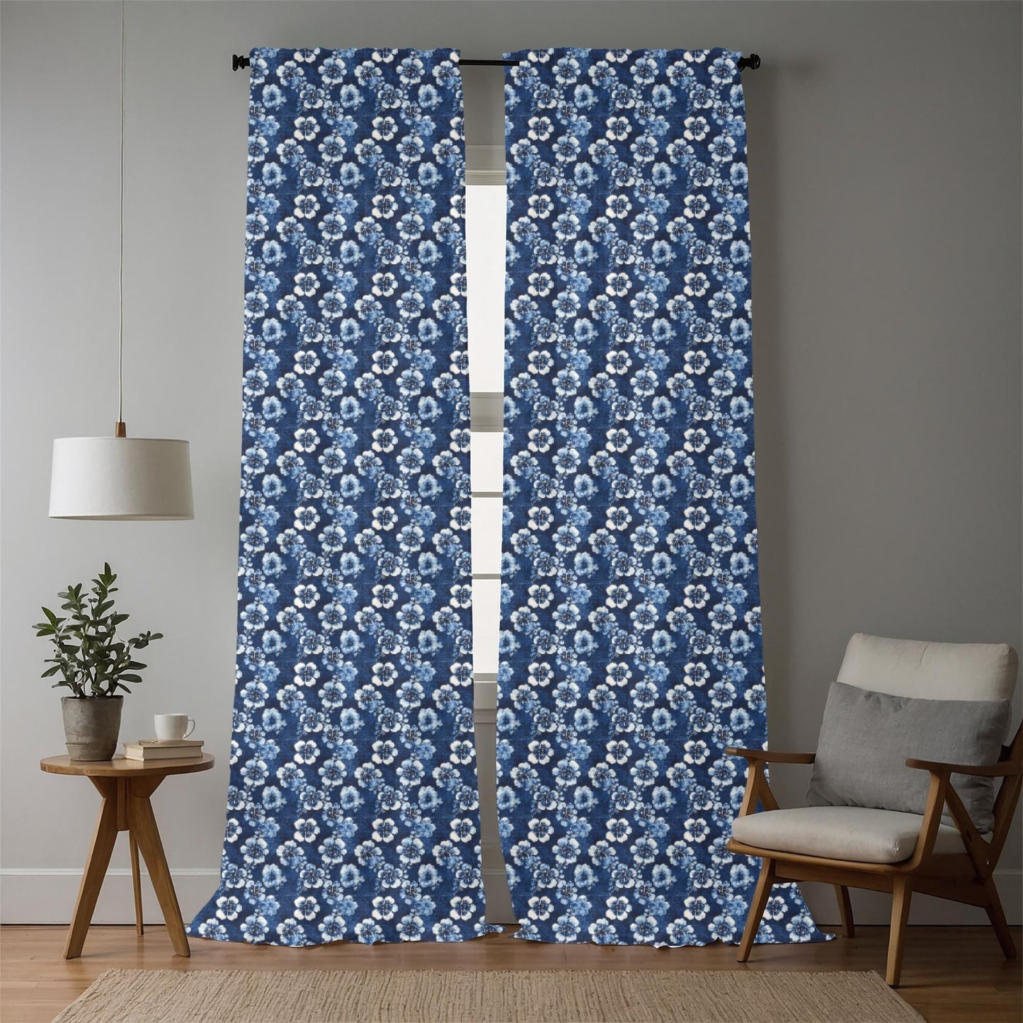 Nishigori fabric. indigo dyeing, shibori-dyed blue Tung flower pattern. fabric by yard.