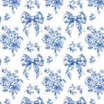 French blue toile fabric of Ribon deco. 60” with fabric by the yard. for toile craft. Vintage Classic.