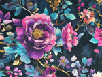 Floral Gothic Romance Glam Fabric by the yard Dark moody floral fabric for dramatic home decor Victorian noir dark flower fabric black moody