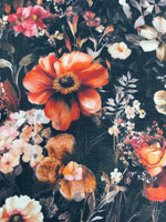 Dark Moody Fabric by the yard dark floral pillow fabric for moody décor french noir floral linen modern gothic glamorous black floral