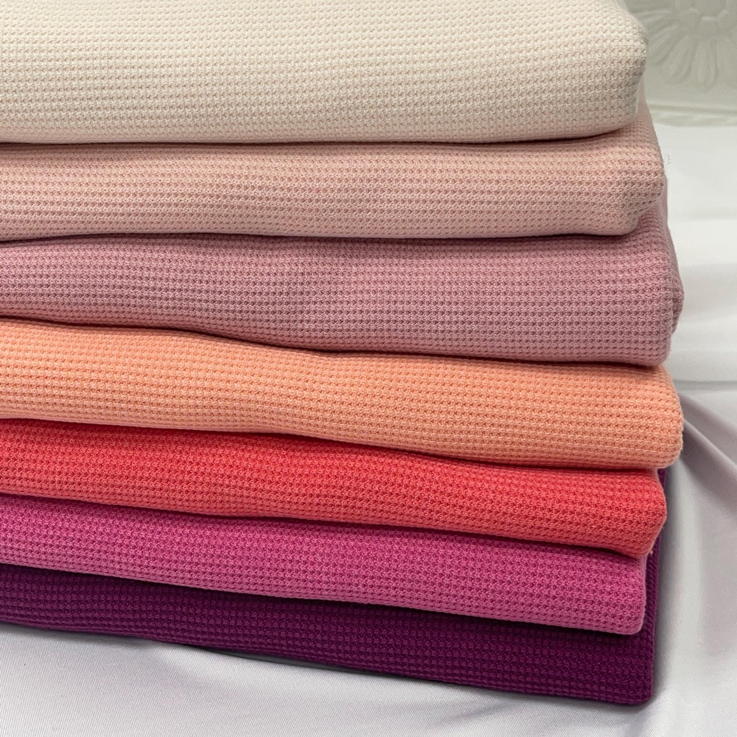 Waffle Knit fabric. Thermo-pd fabric. Soft  Brushed Stripe Elastane Viscose Polyester. sweatshirts, tops , children's wear. red fabric