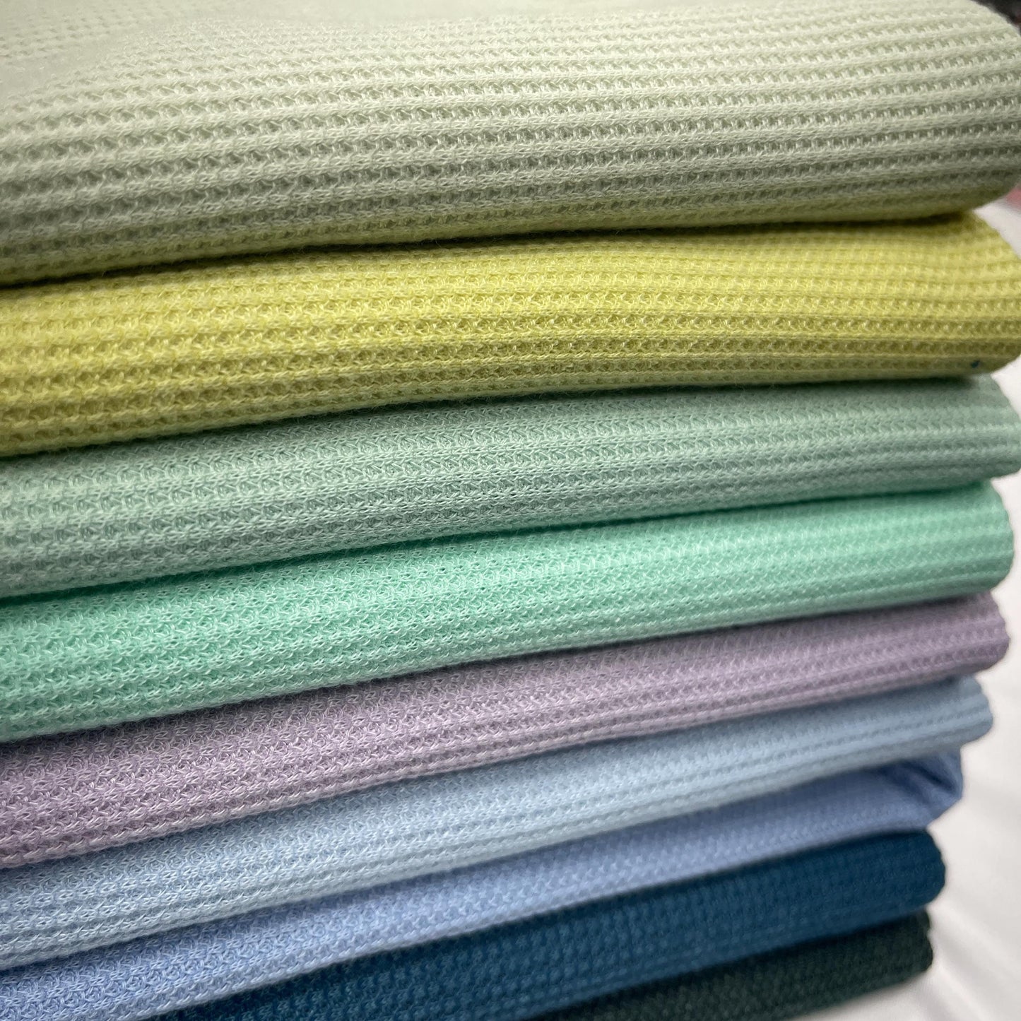 Waffle Knit fabric. Thermo-pd fabric. Soft Comfortable Brushed Stripe Elastane Viscose Polyester. sweatshirts, tops , children's wear