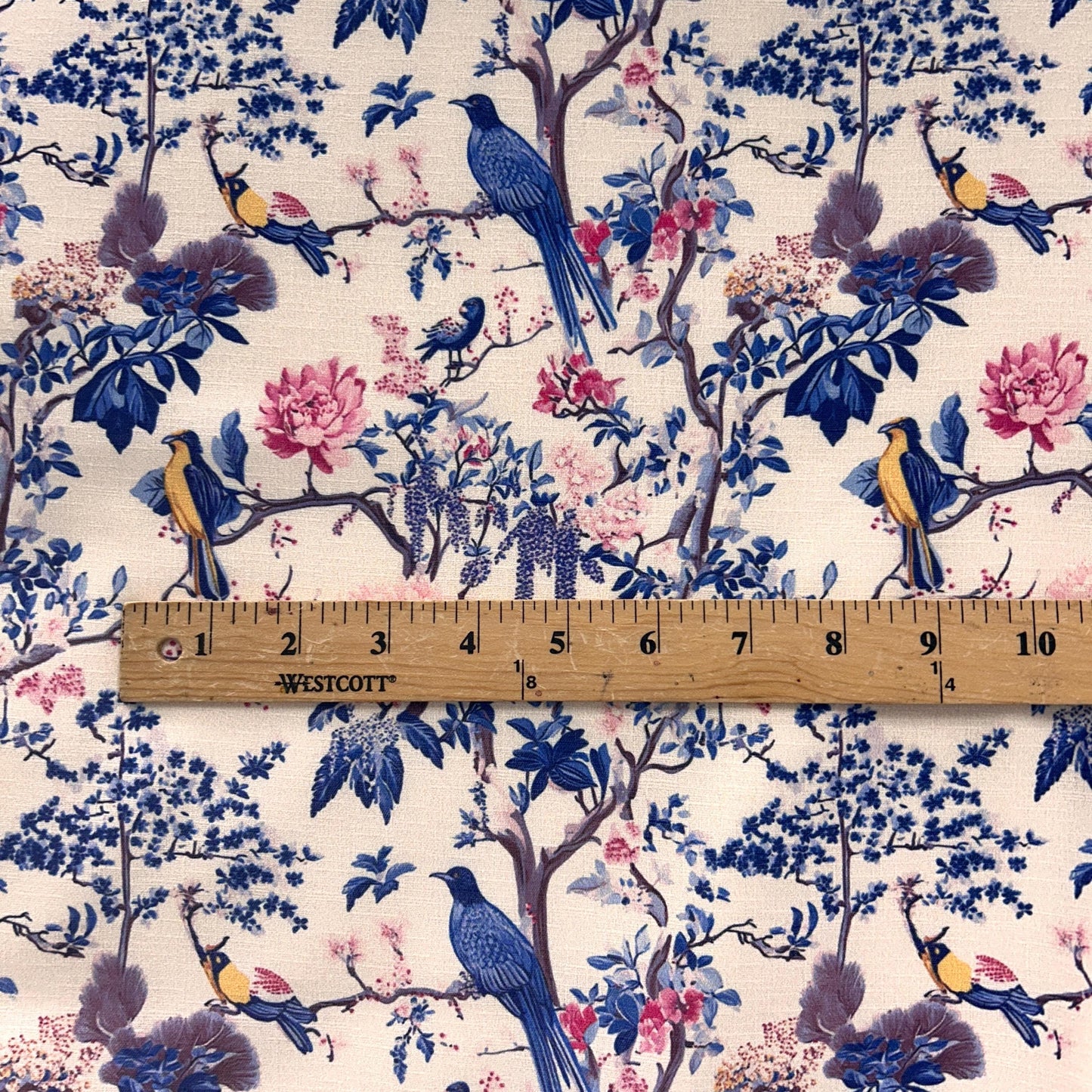 Chinoiserie fabric, enchanted forest. Wisteria Bird Fabric – Colorful Botanical fabric by the Yard, Floral Garden for home deco, craft