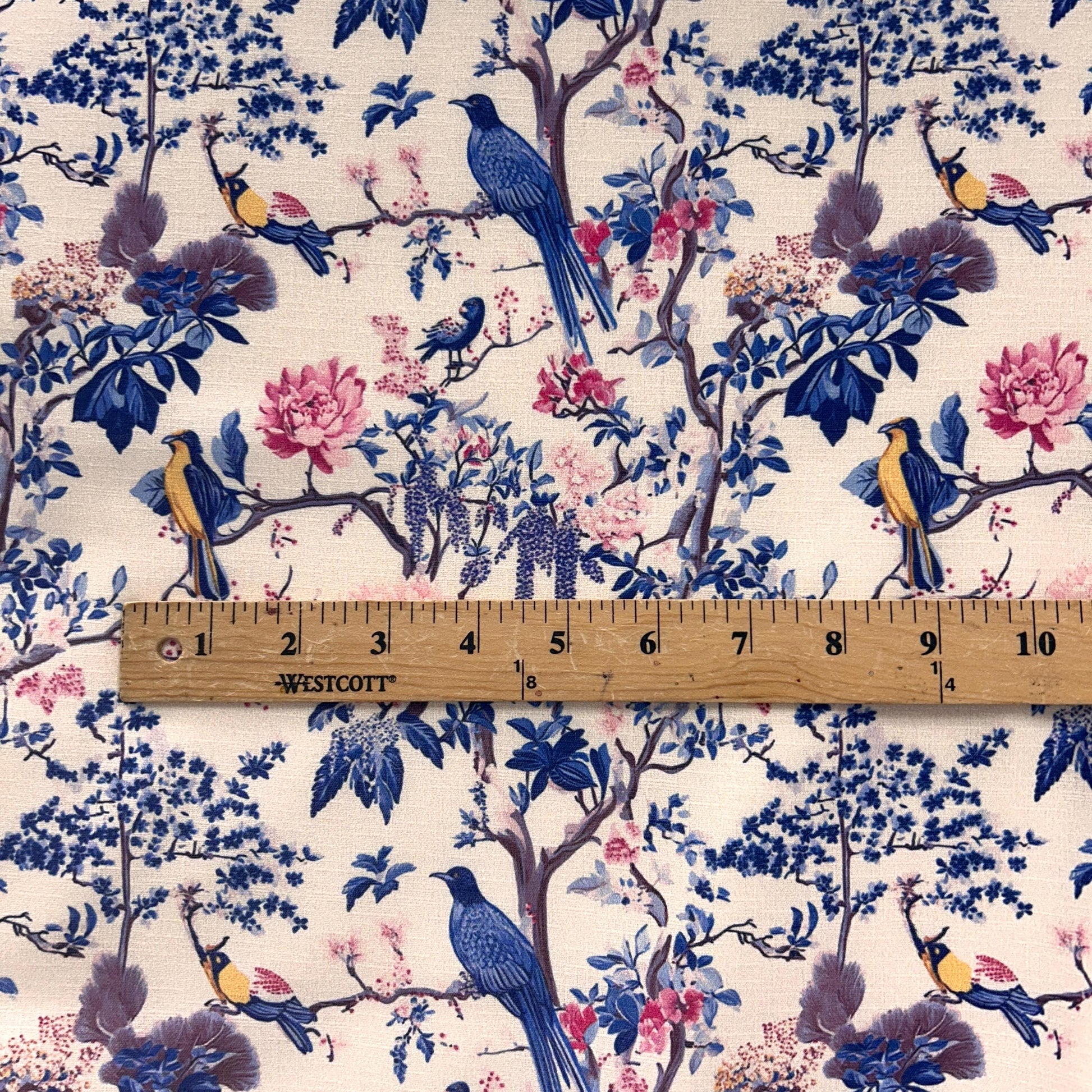 Chinoiserie fabric, enchanted forest. Wisteria Bird Fabric – Colorful Botanical fabric by the Yard, Floral Garden for home deco, craft