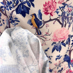 Chinoiserie fabric, enchanted forest. Wisteria Bird Fabric – Colorful Botanical fabric by the Yard, Floral Garden for home deco, craft