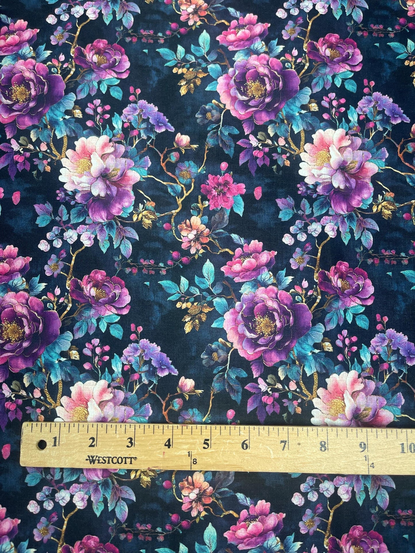 Floral Gothic Romance Glam Fabric by the yard Dark moody floral fabric for dramatic home decor Victorian noir dark flower fabric black moody