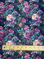 Floral Gothic Romance Glam Fabric by the yard Dark moody floral fabric for dramatic home decor Victorian noir dark flower fabric black moody