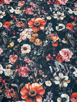 Dark Moody Fabric by the yard dark floral pillow fabric for moody décor french noir floral linen modern gothic glamorous black floral