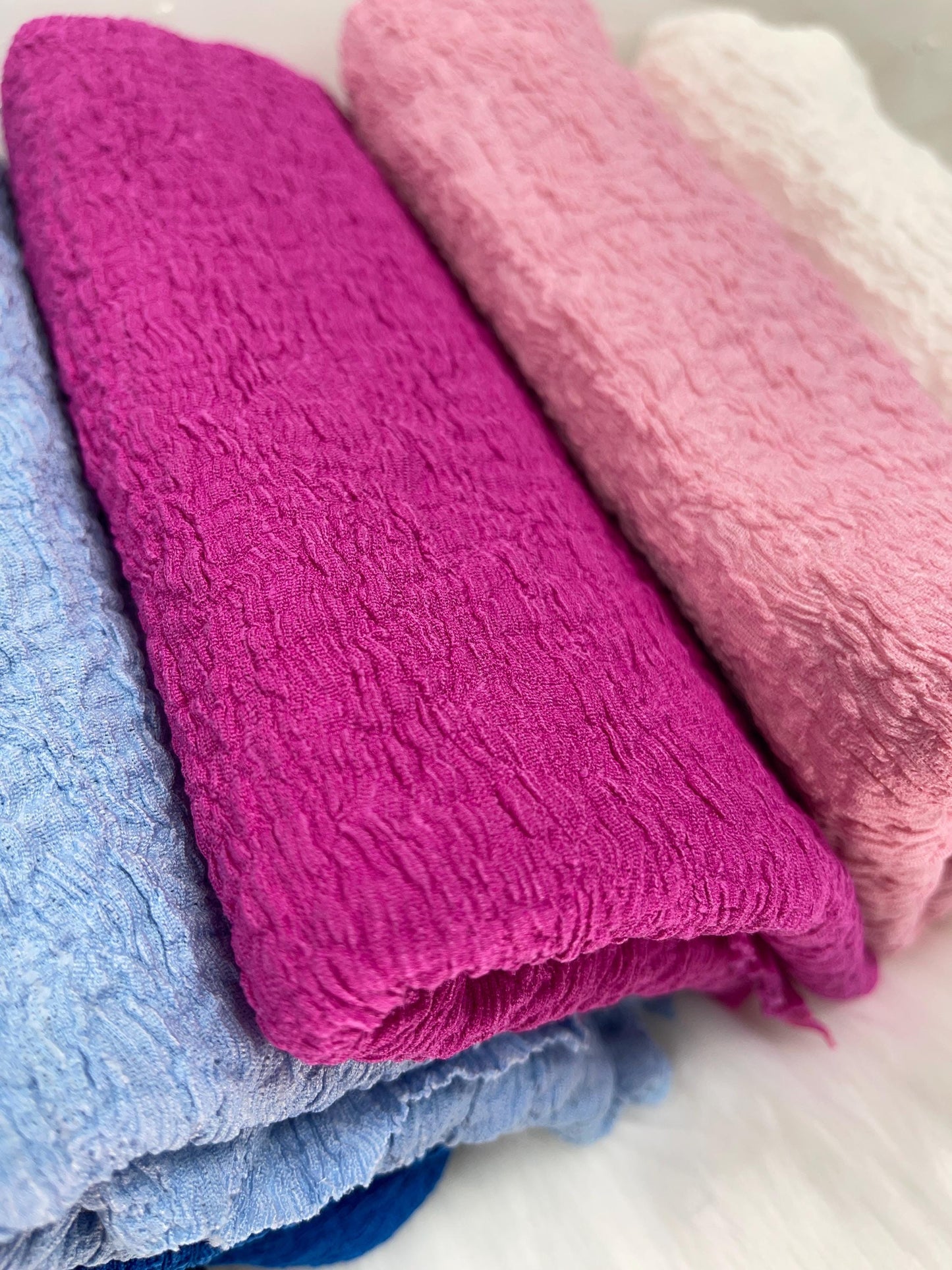 Wrinkled Textured fabric. Print Solid Color thin summer clothing fabric. cute dress.multi crepe. jaqard woven / QD-23072501