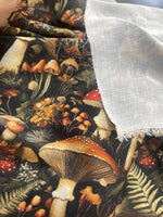 Mushroom Fabric - Rustic Mushroom -Dark Moody Botanical Mushroom Cottagecore Toadstool Woodland Fungus Fabric by the Yard