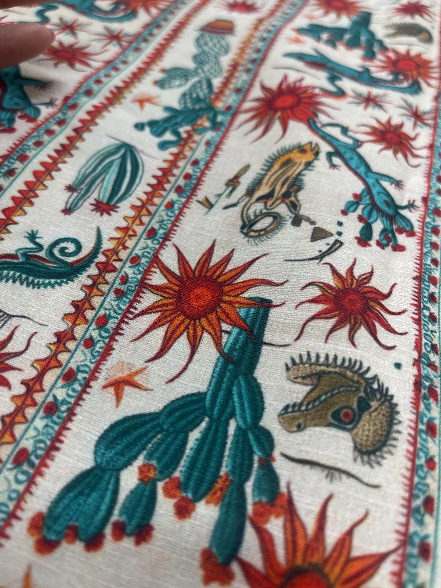 mexico pattern. Southwestern Fabric – Vibrant Desert Print for Home Decor, Reptile Sun Pattern by the Yard