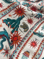 mexico pattern. Southwestern Fabric – Vibrant Desert Print for Home Decor, Reptile Sun Pattern by the Yard