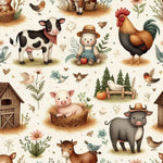 Farm Animals Fabric - Watercolor Farm  - Baby Animals Barnyard Watercolor Fabric animals fabric by the yard-meter Boy & Girl  fabric