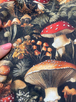 Mushroom Fabric - Rustic Mushroom -Dark Moody Botanical Mushroom Cottagecore Toadstool Woodland Fungus Fabric by the Yard