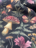Botanical Fabric - Rustic Mushroom vintage illustration in the style of cottagecore, earthy tones - Fabric by the Yard