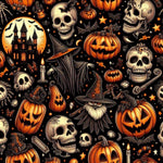 Haunted Halloween  fabric – Spooky Pumpkins, Skulls & Witch House