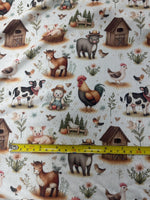 Farm Animals Fabric - Watercolor Farm  - Baby Animals Barnyard Watercolor Fabric animals fabric by the yard-meter Boy & Girl  fabric