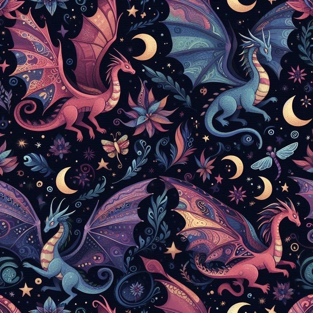 Night Dragon Safari Animals Fabric - Nursery  Fabric by the Yard - Baby Fabric - Zoo Animals Fabric for Boy & Girl