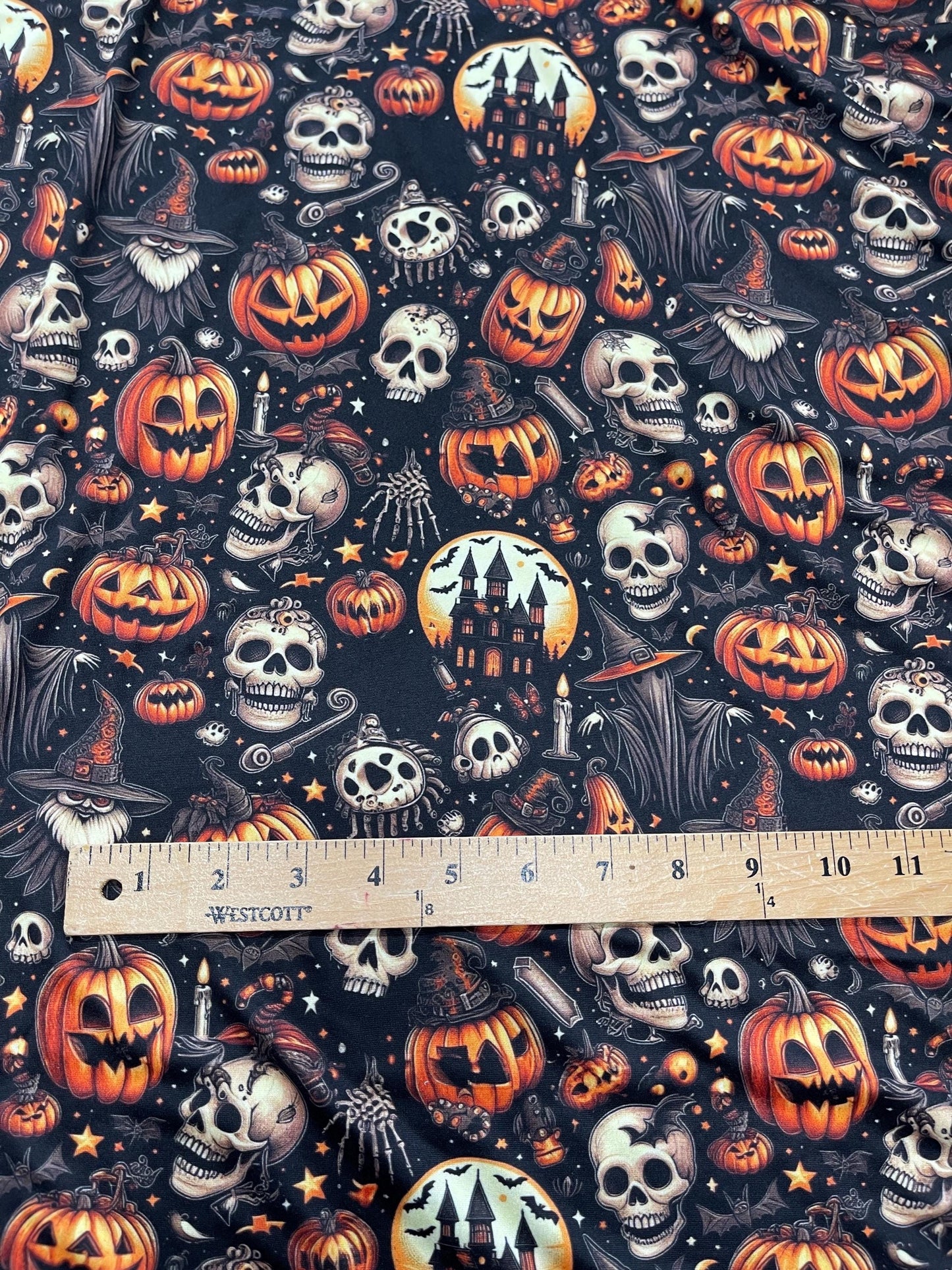 Haunted Halloween  fabric – Spooky Pumpkins, Skulls & Witch House