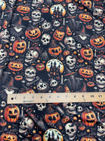 Haunted Halloween  fabric – Spooky Pumpkins, Skulls & Witch House