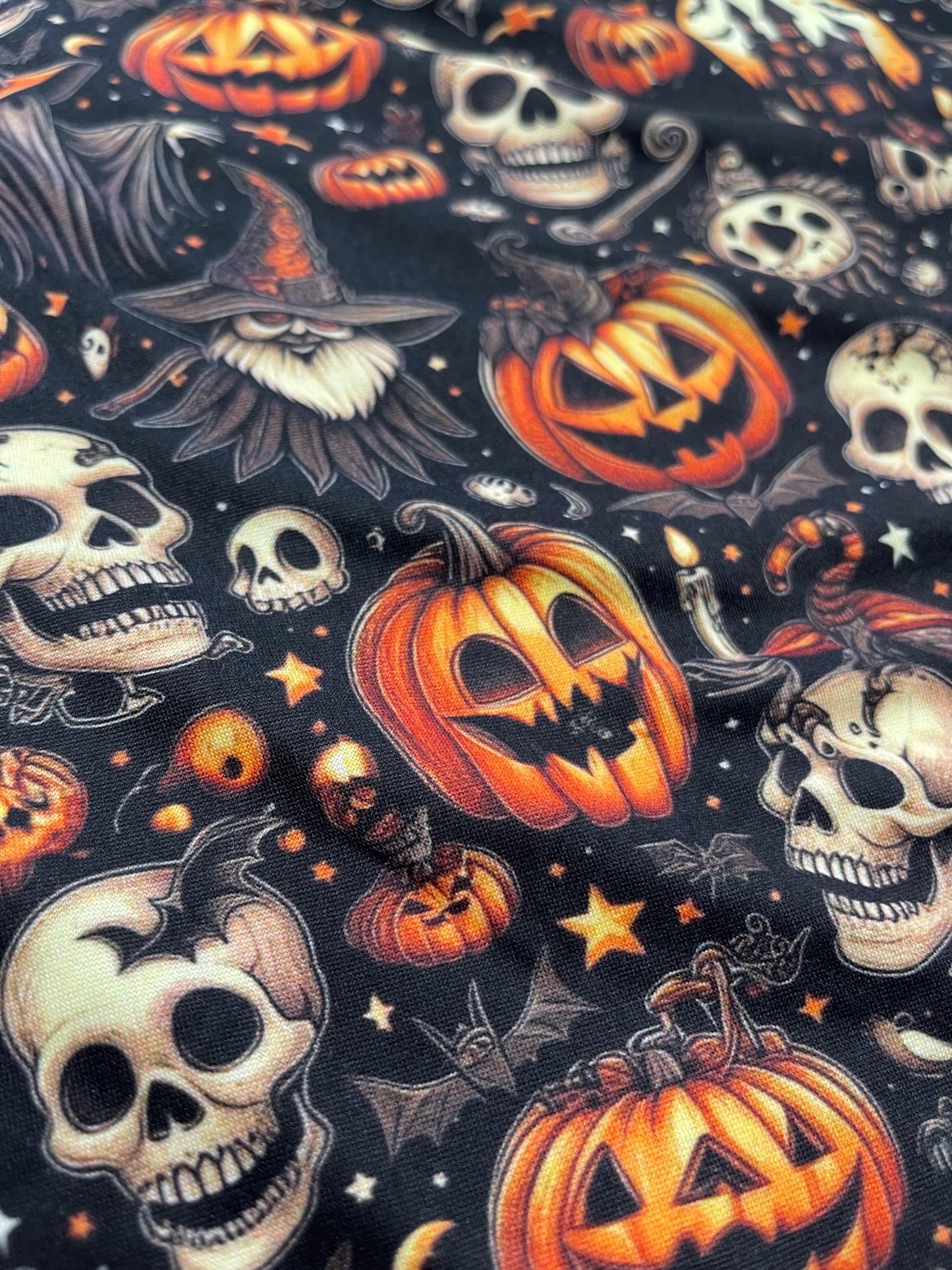 Haunted Halloween  fabric – Spooky Pumpkins, Skulls & Witch House