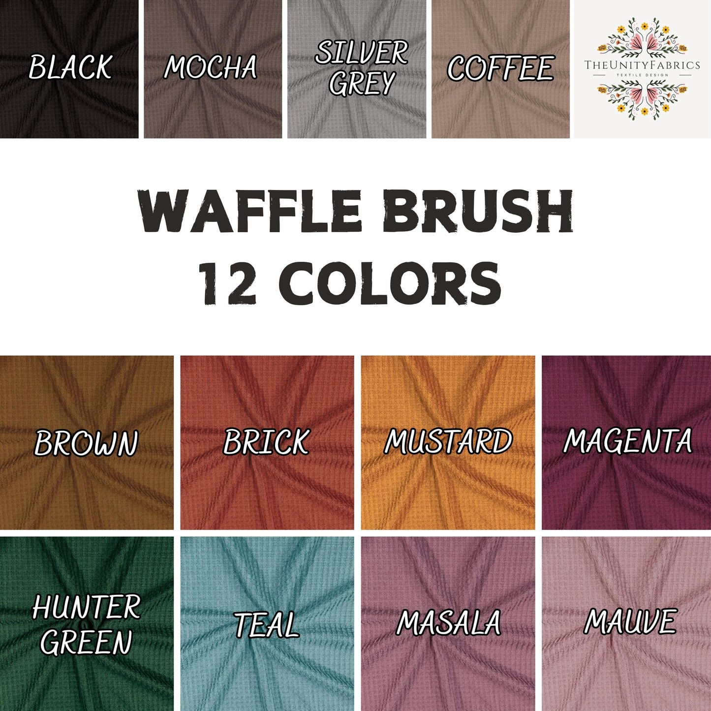 Waffle Brush fabric. SOLIDS VARIETY, Poly Blend, Fabric by the 1/2 Yard, Yard, or Sample, sweater knit fabric, stretch knit, Fashion fabric