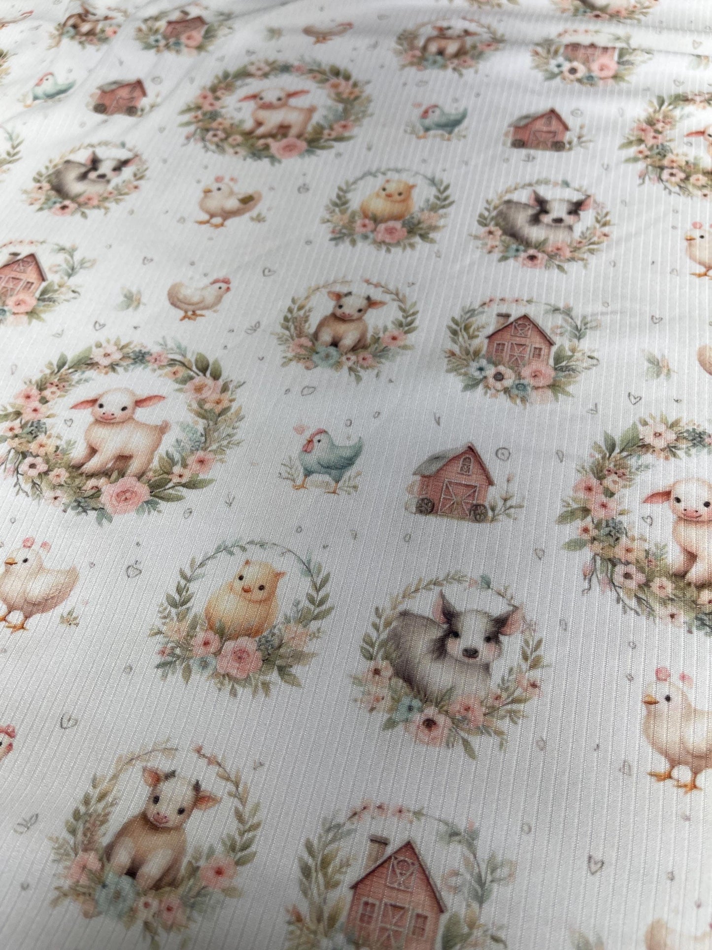 Watercolor Farm Animals Fabric - Baby Animals Barnyard Nursery Fabric by the Yard-Meter - Watercolor Zoo Animals Boy & Girl Fabric