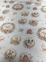 Watercolor Farm Animals Fabric - Baby Animals Barnyard Nursery Fabric by the Yard-Meter - Watercolor Zoo Animals Boy & Girl Fabric