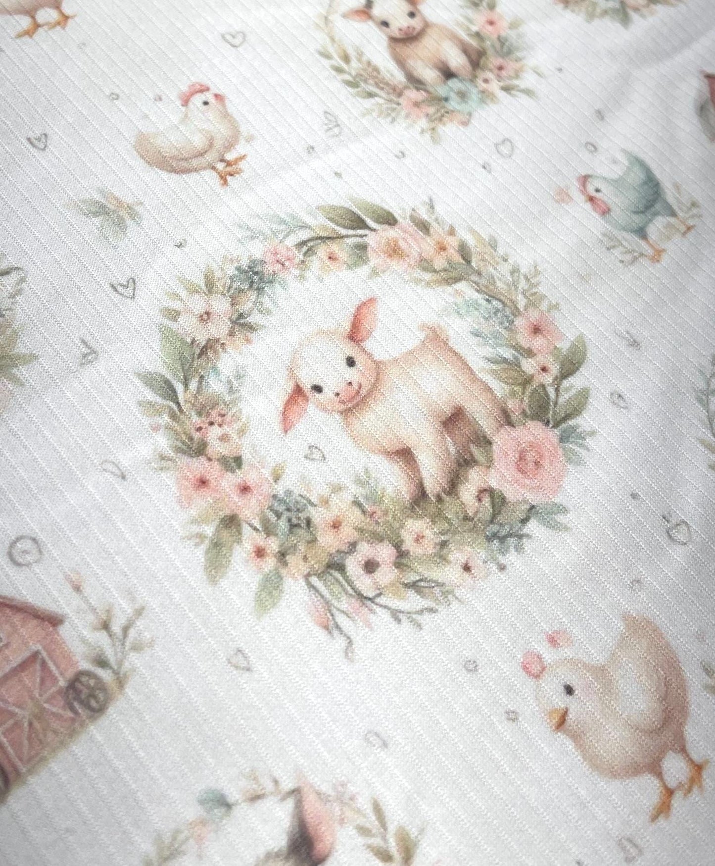 Watercolor Farm Animals Fabric - Baby Animals Barnyard Nursery Fabric by the Yard-Meter - Watercolor Zoo Animals Boy & Girl Fabric