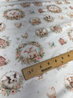 Watercolor Farm Animals Fabric - Baby Animals Barnyard Nursery Fabric by the Yard-Meter - Watercolor Zoo Animals Boy & Girl Fabric