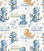 Dragon Nursery Fabric by the Yard, Watercolor Dragon Print for Baby Boy, Whimsical Fantasy Fabric, Magical Textile. Quilting & Sewing