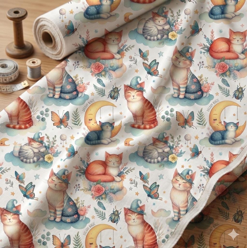 Cat fabric Polyester Cloth Suitable for DIY Sewing, Quilting, Tablecloths & Crafts