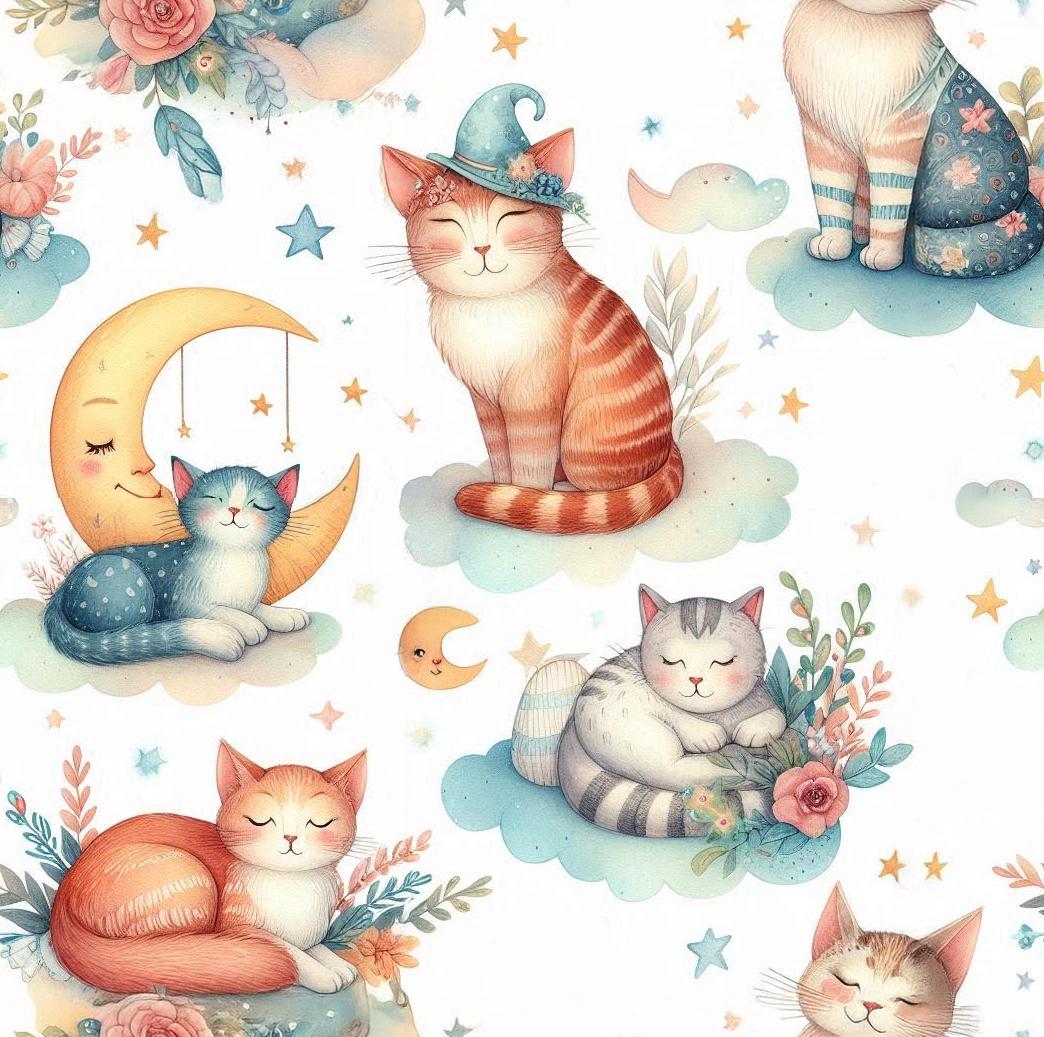Cat fabric Polyester Cloth Suitable for DIY Sewing, Quilting, Tablecloths & Crafts