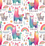 Watercolor Llama Fabric, Rainbow Nursery Decor, Kids Sewing Textile