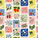 Watercolor Floral Fabric by the Yard, Nursery Baby Textile, Savannah Zoo Animals Quilting Cloth