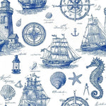sea pattern, ocean Print Fabric by the Yard, Retro Lettering Polyester Cloth for Sewing, News Textile for DIY Crafts, Antique Style