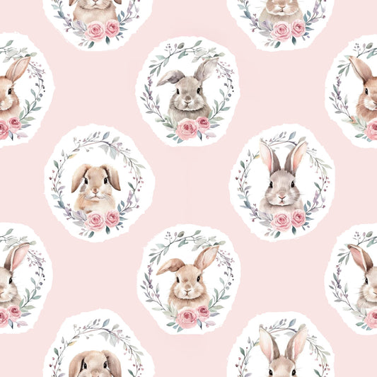 bunny pink Nursery Nature Woodland watercolor Animals Baby Friends