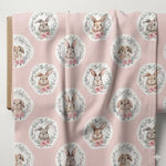 bunny pink Nursery Nature Woodland watercolor Animals Baby Friends