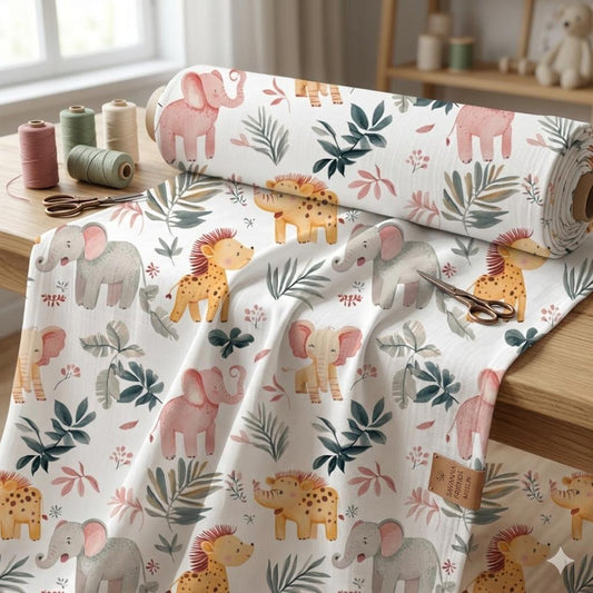 safari  Animals Fabric - Watercolor Farm  - Baby Animals Barnyard Watercolor Fabric animals fabric by the yard-meter Boy & Girl  fabric