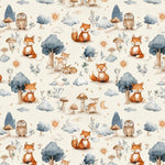 nursery fox Fabric - Watercolor  - Baby Animals Barnyard Watercolor Fabric animals fabric by the yard-meter Boy & Girl  fabric