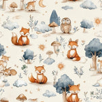 nursery fox Fabric - Watercolor  - Baby Animals Barnyard Watercolor Fabric animals fabric by the yard-meter Boy & Girl  fabric